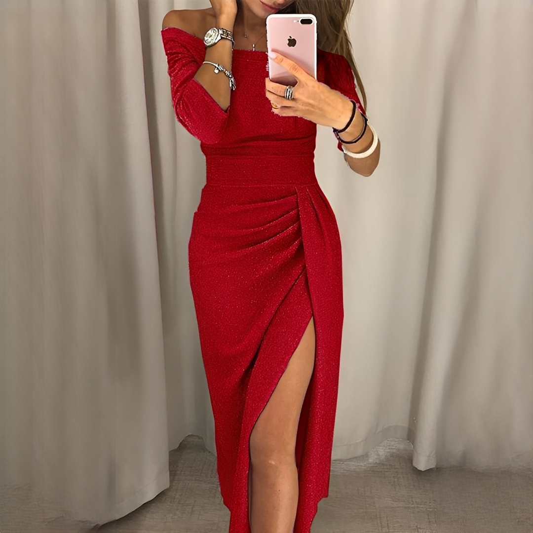 Cristy - Stylowa sukienka z odkrytymi ramionami dla kobiet