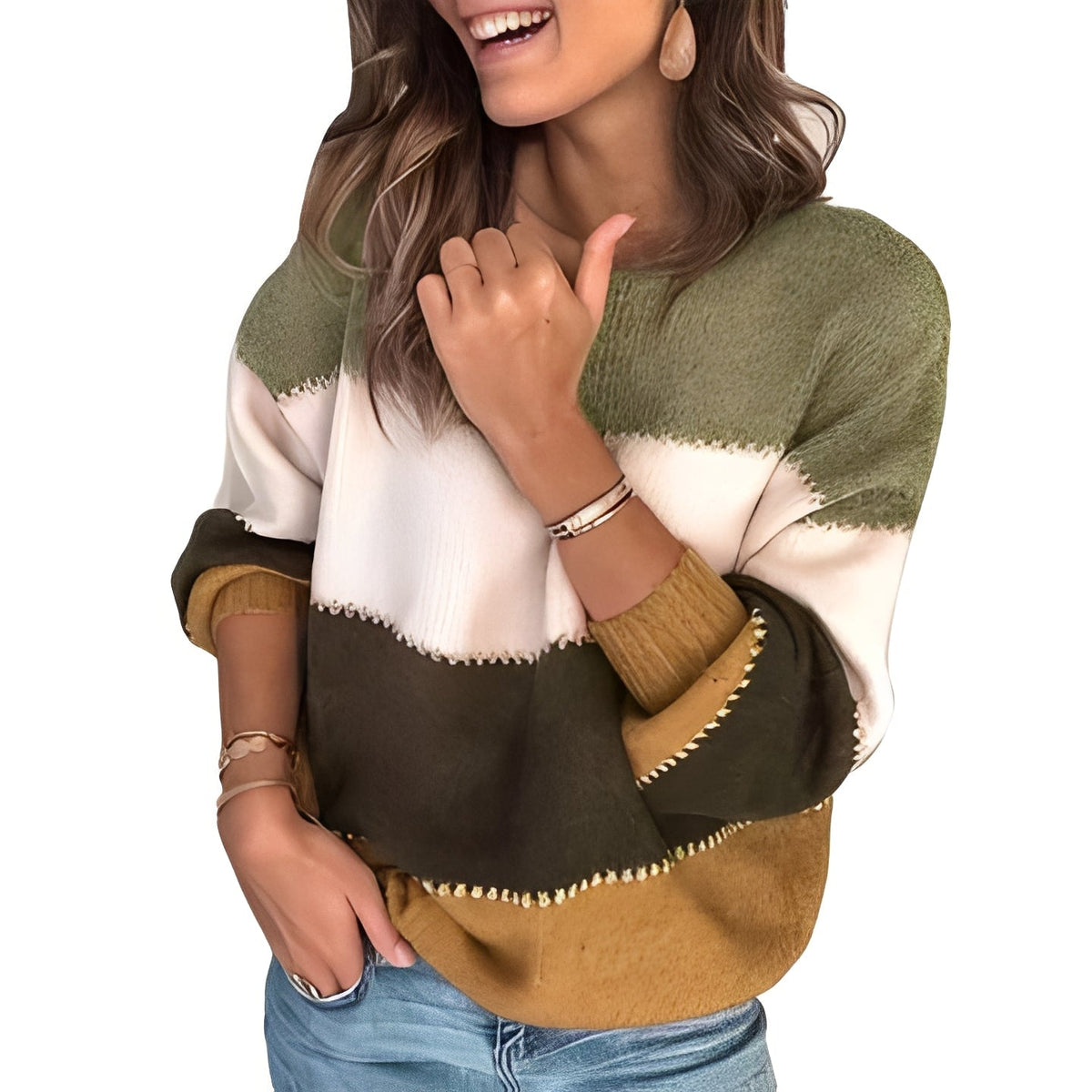 Aubrie - Przyjemny pasiasty sweter