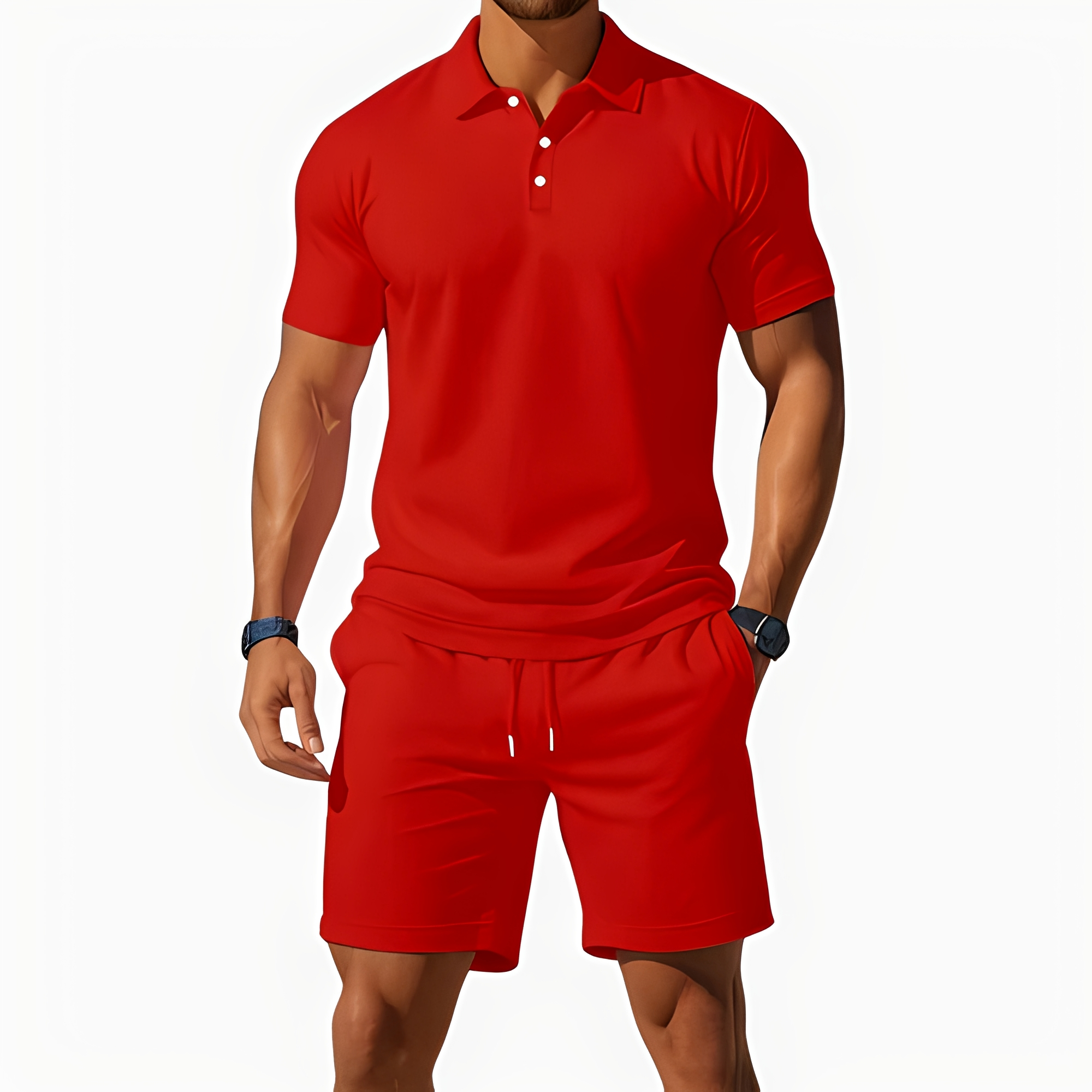 Aldrin - Modny zestaw polo i szorty dla mężczyzn