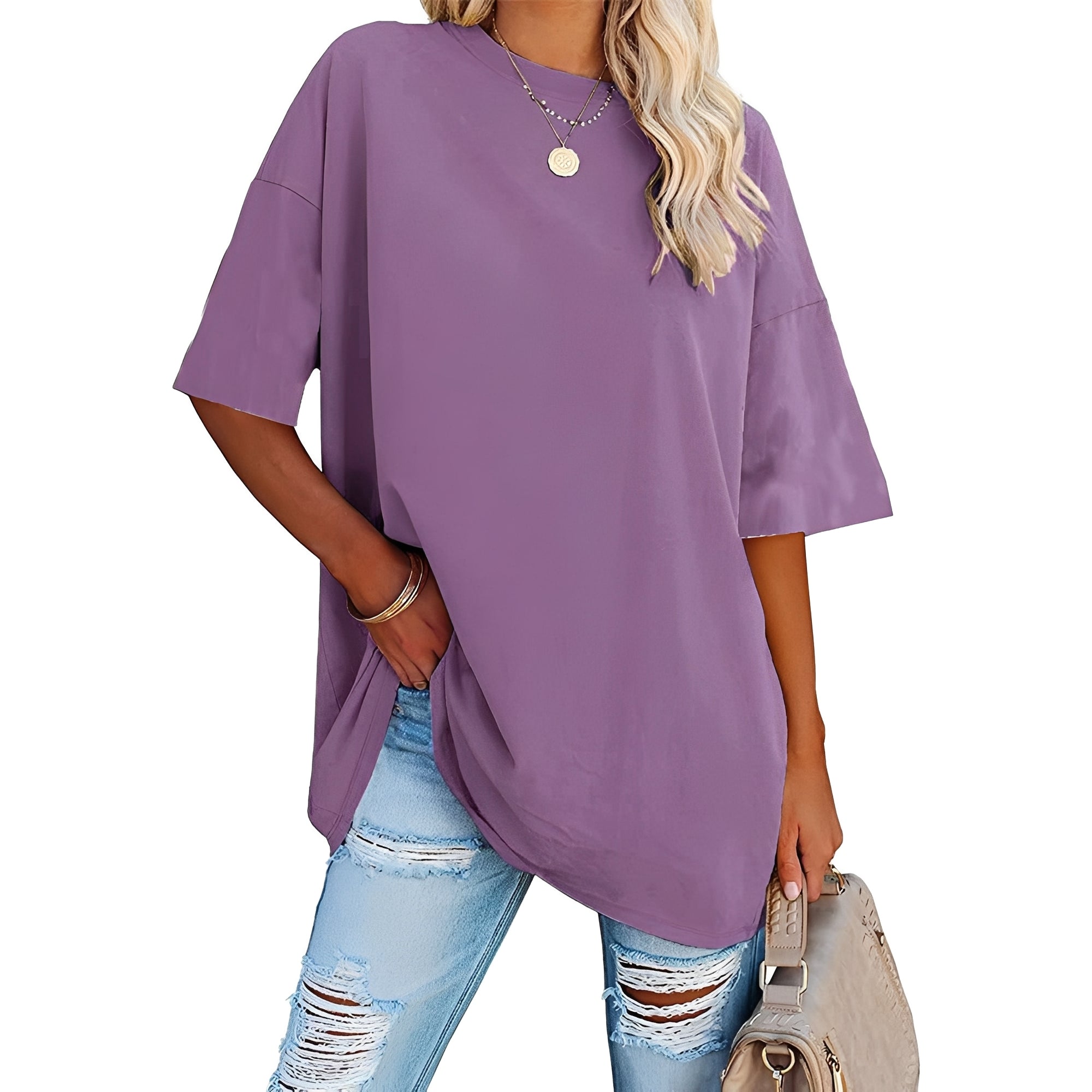 Alice - Luźny T-shirt z opadającym ramieniem