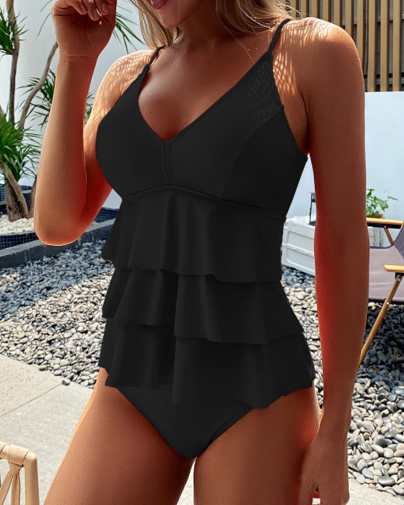 Allison - Damski tankini z falbanami