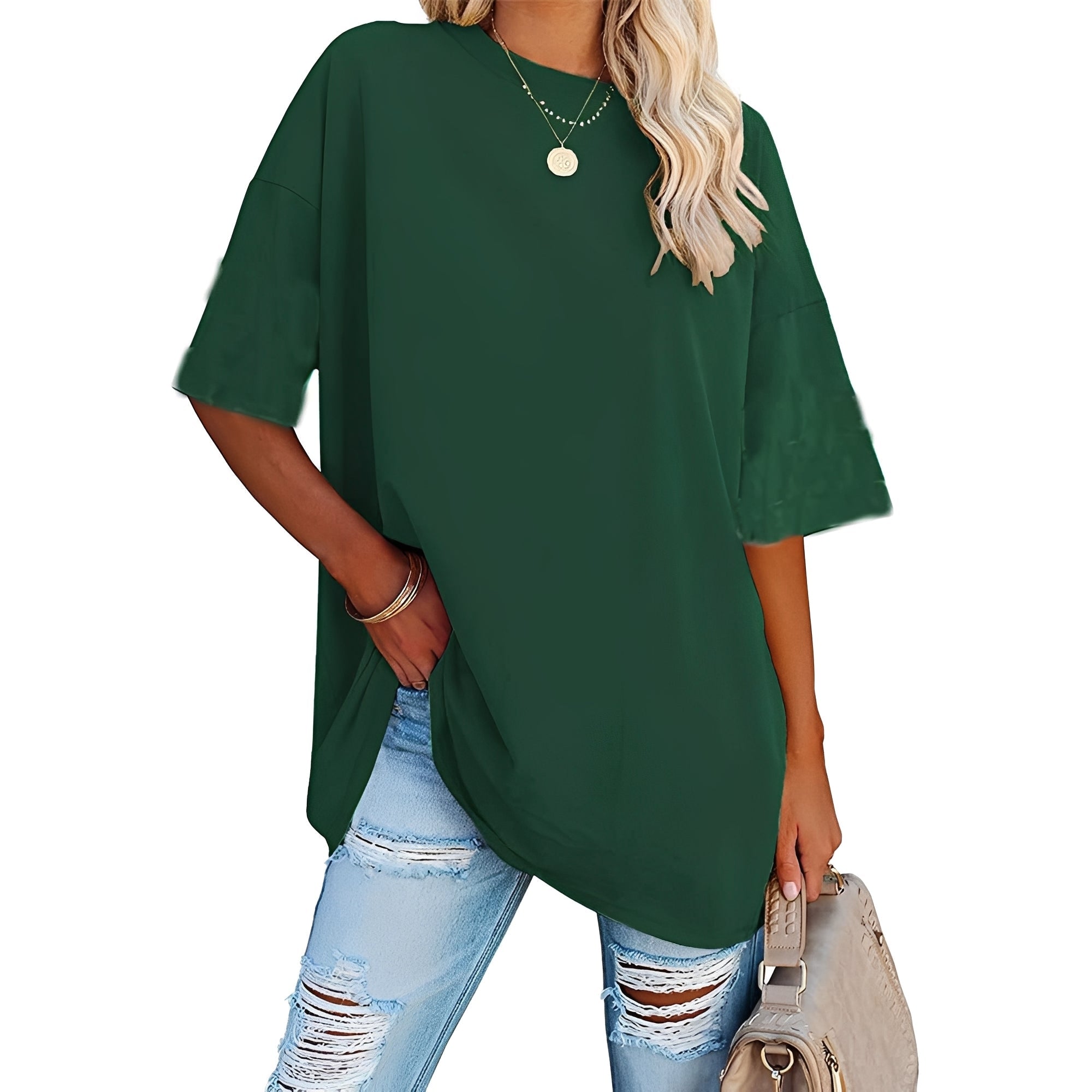 Alice - Luźny T-shirt z opadającym ramieniem