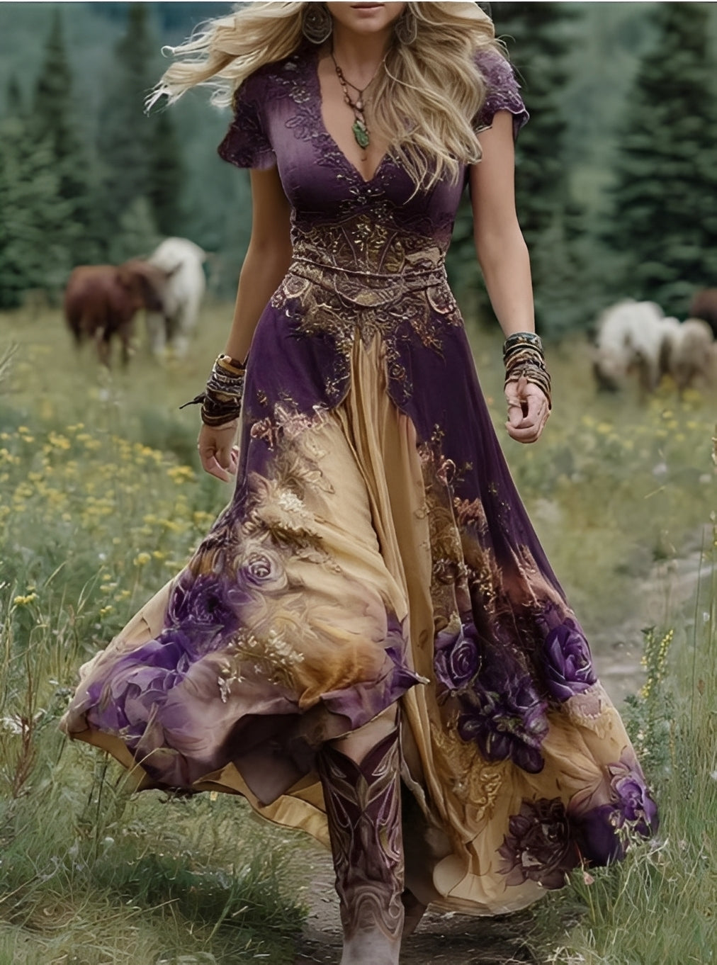 Erica - Stylowa sukienka maxi w kwiatowy wzór dla kobiet