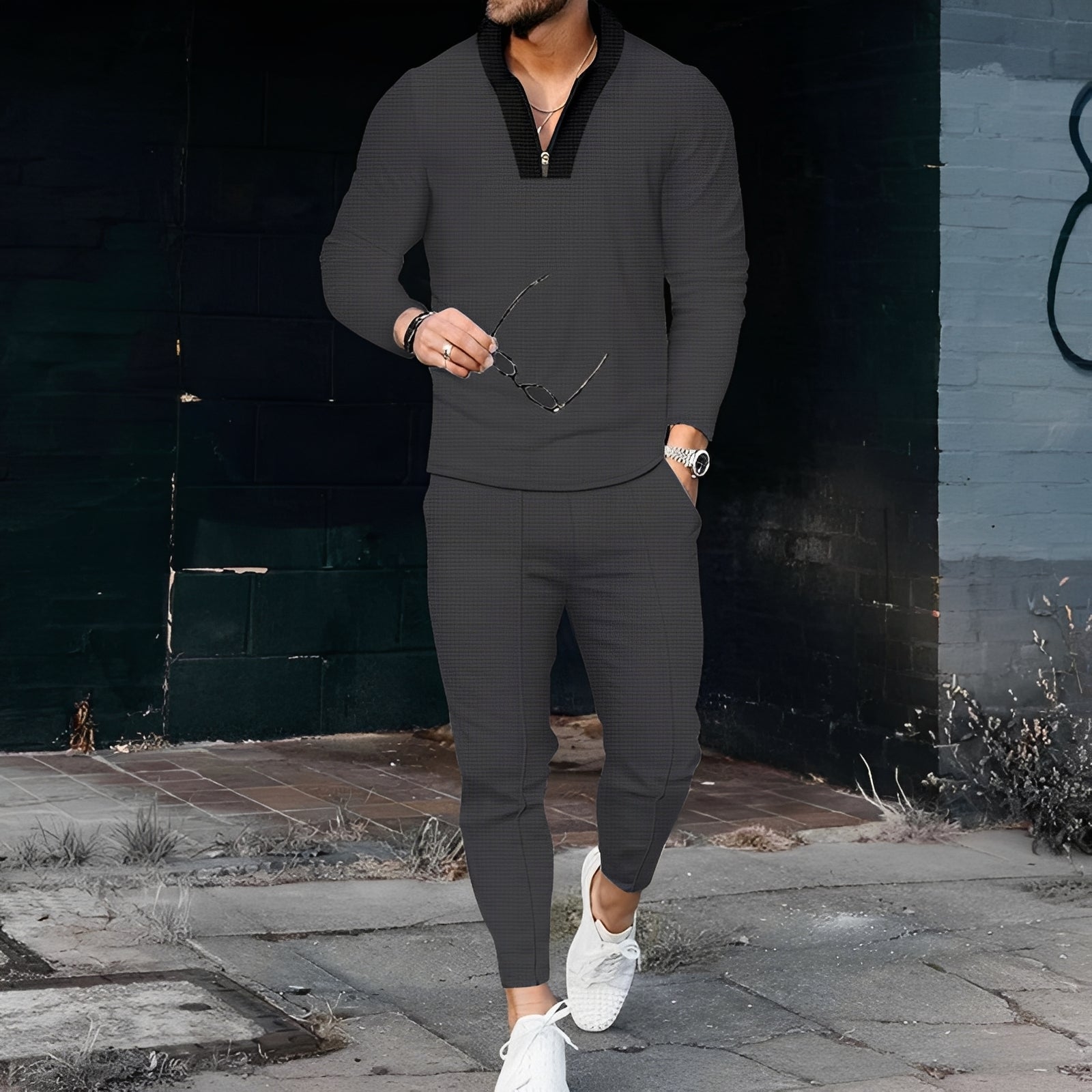 Andrew - Stylowy dres z wzorem waflowym dla mężczyzn