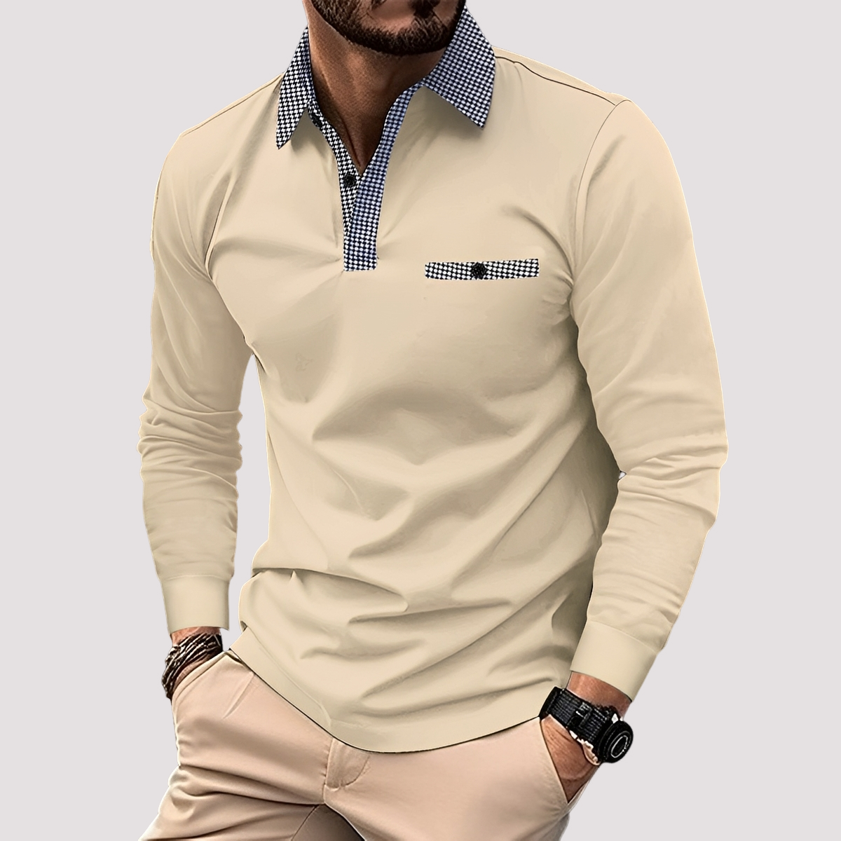 Aidan - Stylowa koszulka polo z długim rękawem dla mężczyzn
