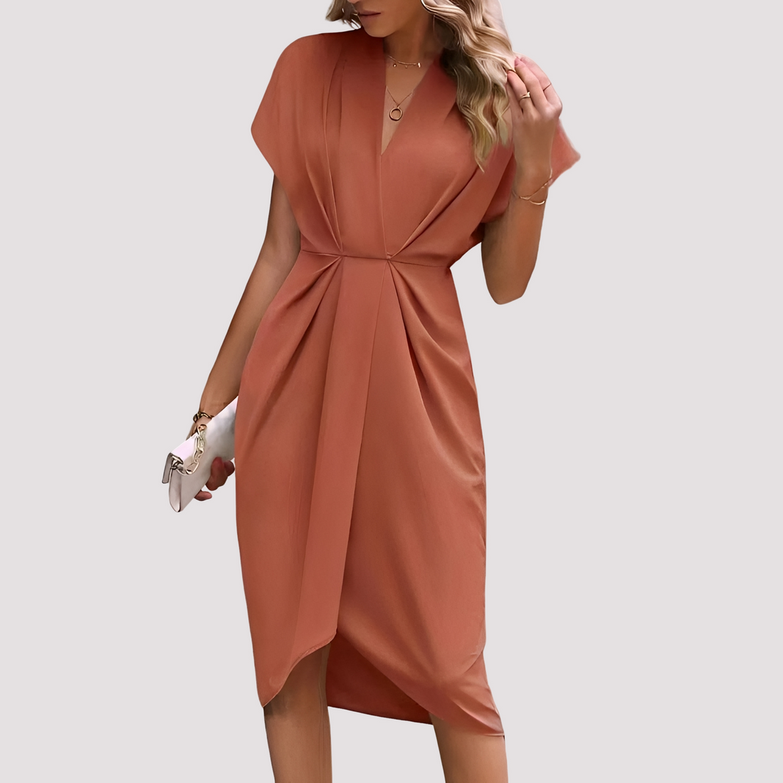 Gwen - Elegancka Sukienka Midi z Rozcięciem