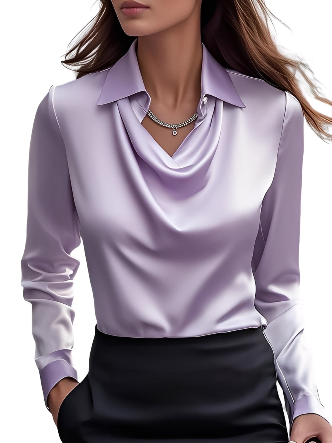 Dionne - Elegancka kobieca bluzka satynowa z długimi rękawami