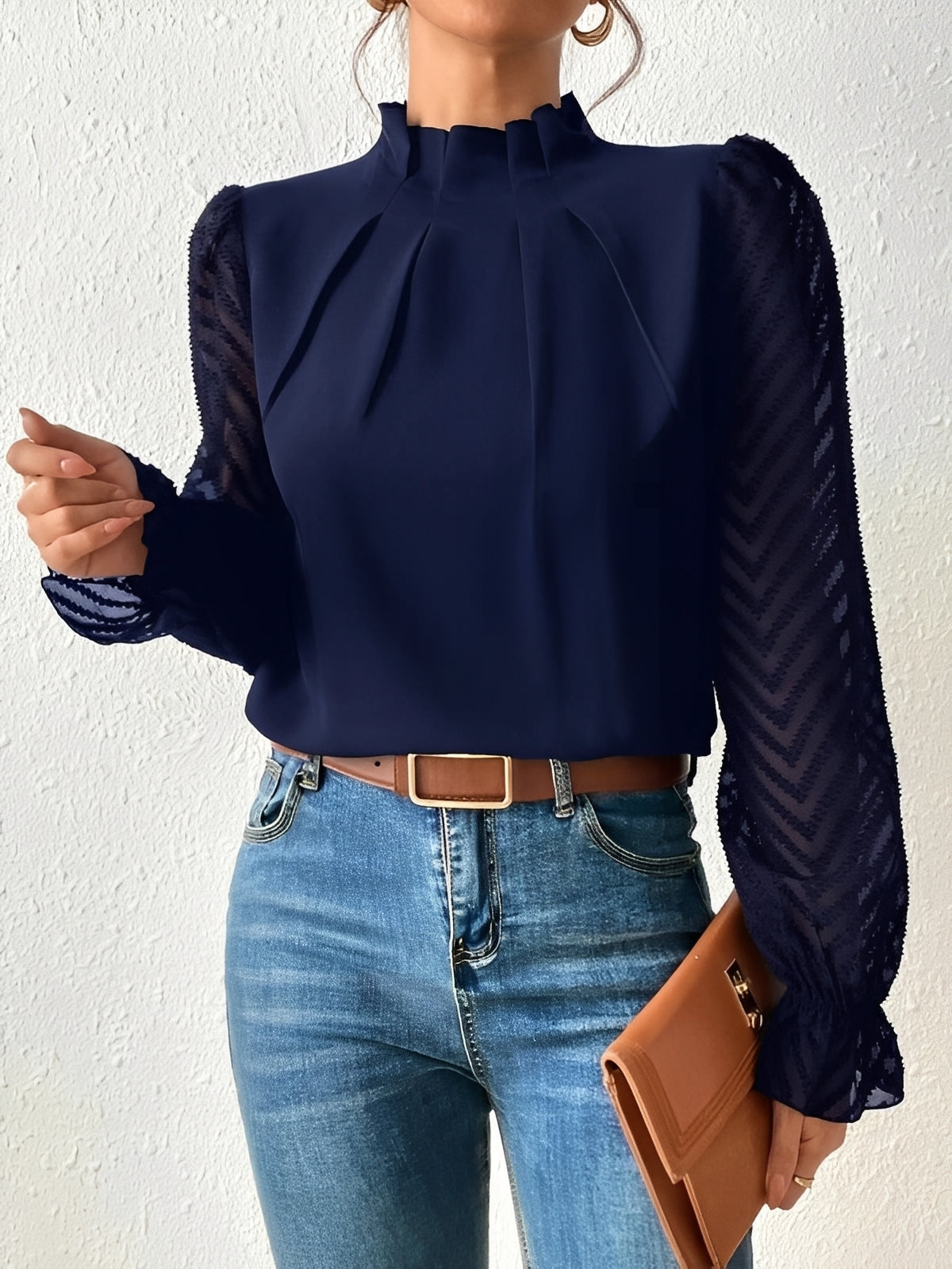 Bella - Bluzka Chiffon z Długim Rękawem