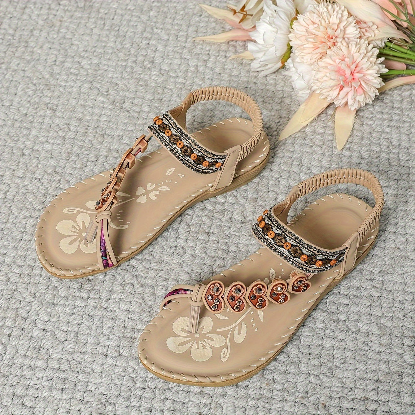 Stacey - Stylowe boho płaskie sandały