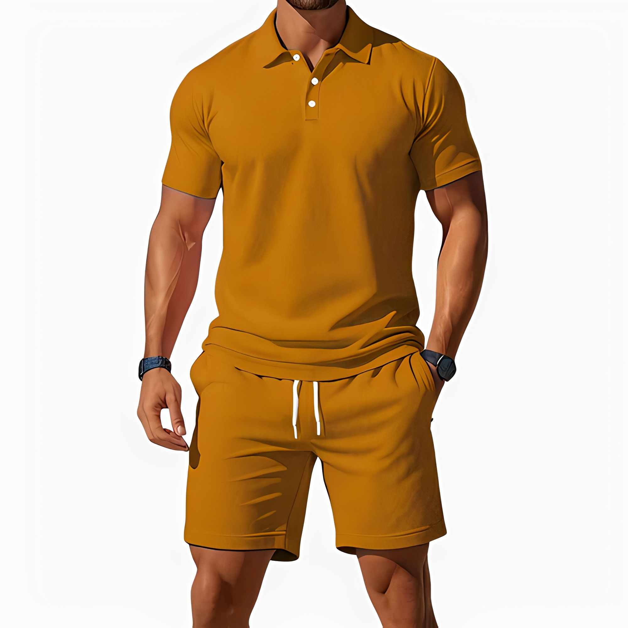 Aldrin - Modny zestaw polo i szorty dla mężczyzn