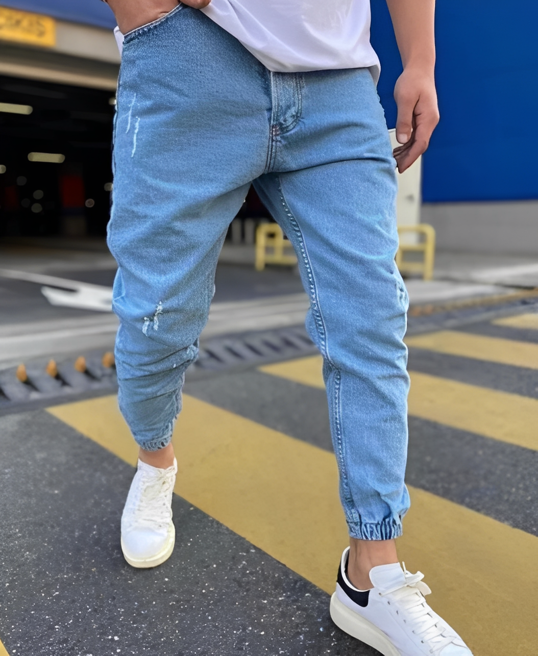 Andre - Stylowe jeansy slim-fit z dziurami dla mężczyzn