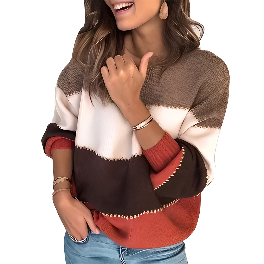 Aubrie - Ciepły i elegancki sweter w paski