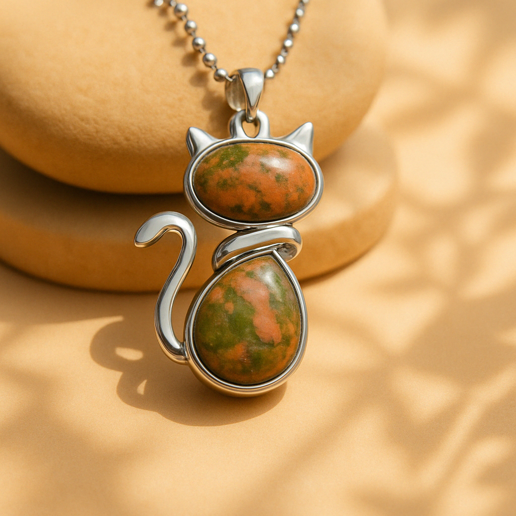 Mila – Kot collar z kamieniem naturalnym
