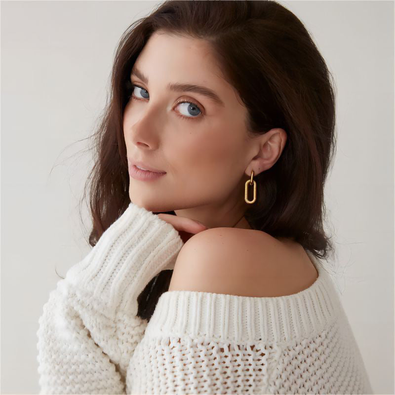 Nina – Eleganckie podwójne owalne kolczyki