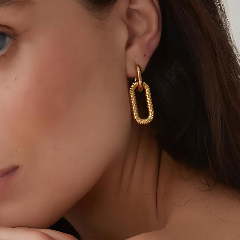 Nina – Eleganckie podwójne owalne kolczyki