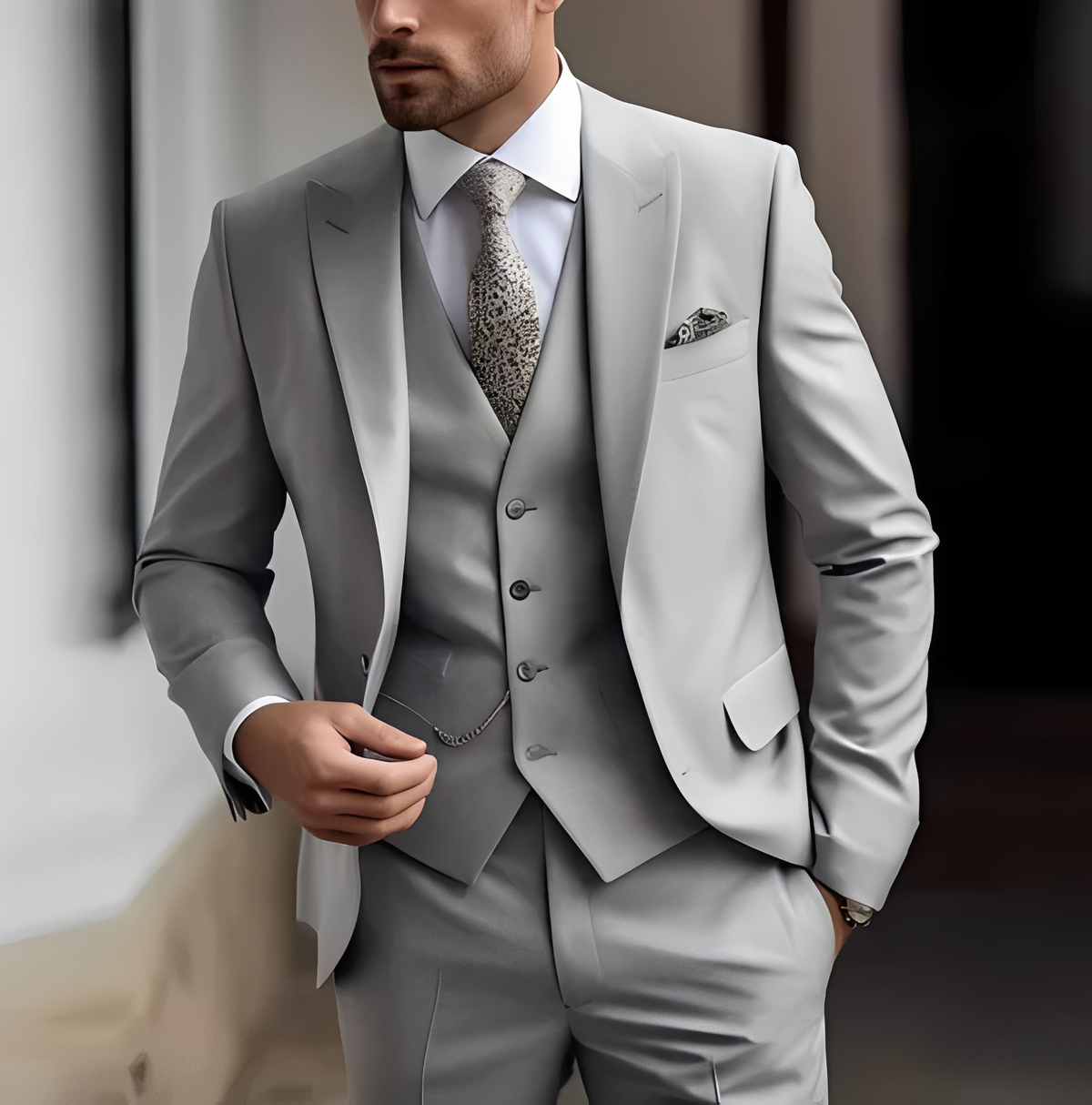 Abenner - Elegancki trzyczęściowy garnitur