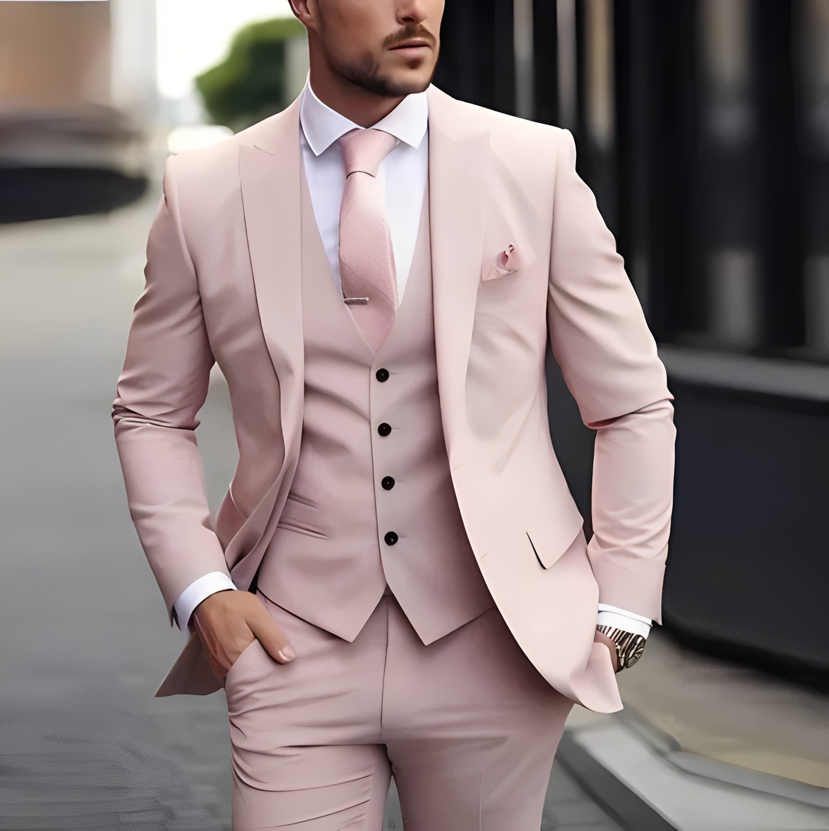 Abenner - Elegancki trzyczęściowy garnitur