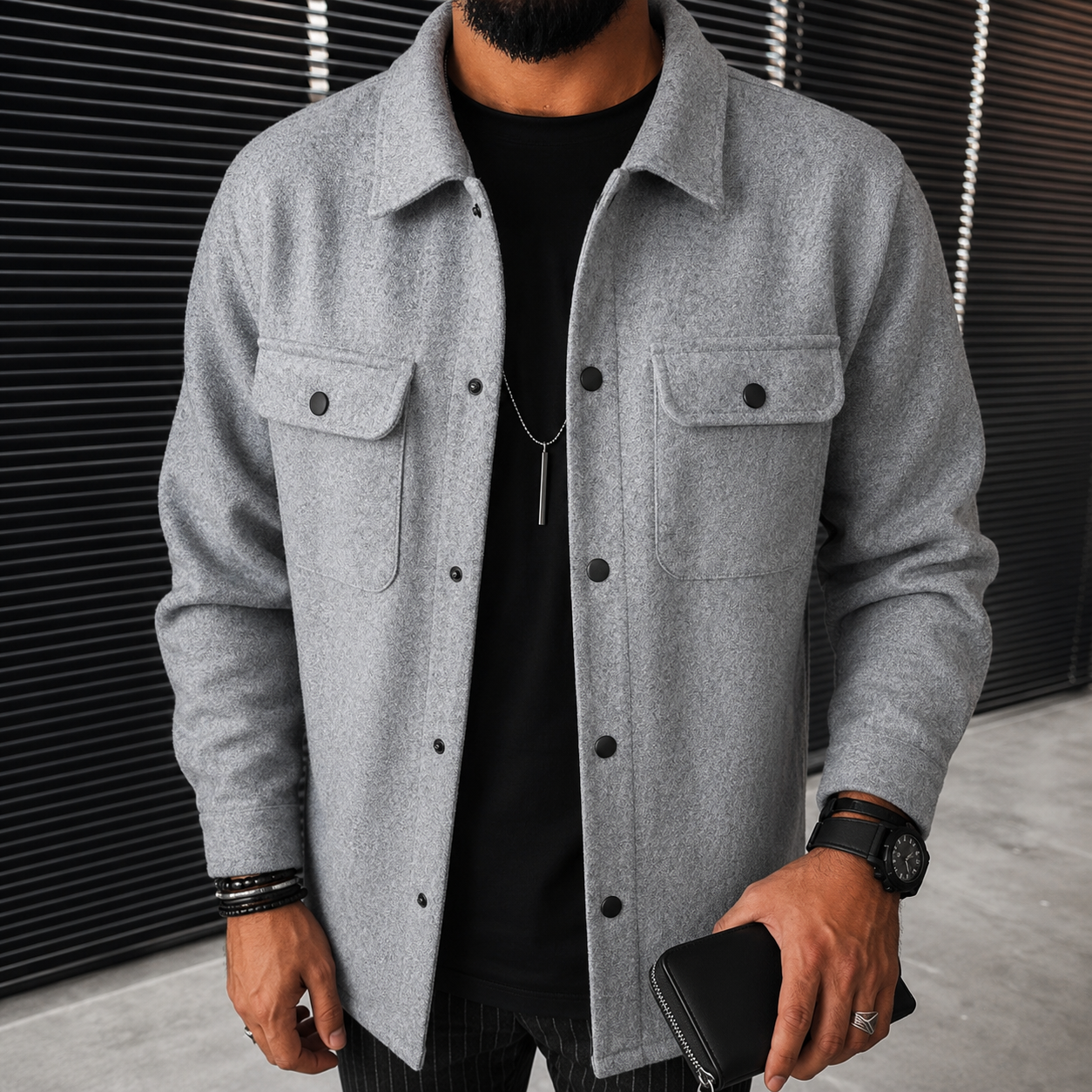 Finn - Swobodna męska koszula overshirt z guzikami
