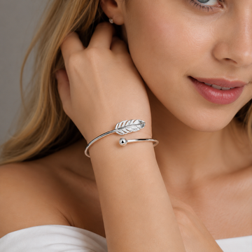 Brazalety z piór srebrne - Pulsera z piór