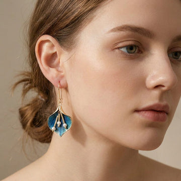 Yara – Pendientes Loto Niebieski de srebra vintage