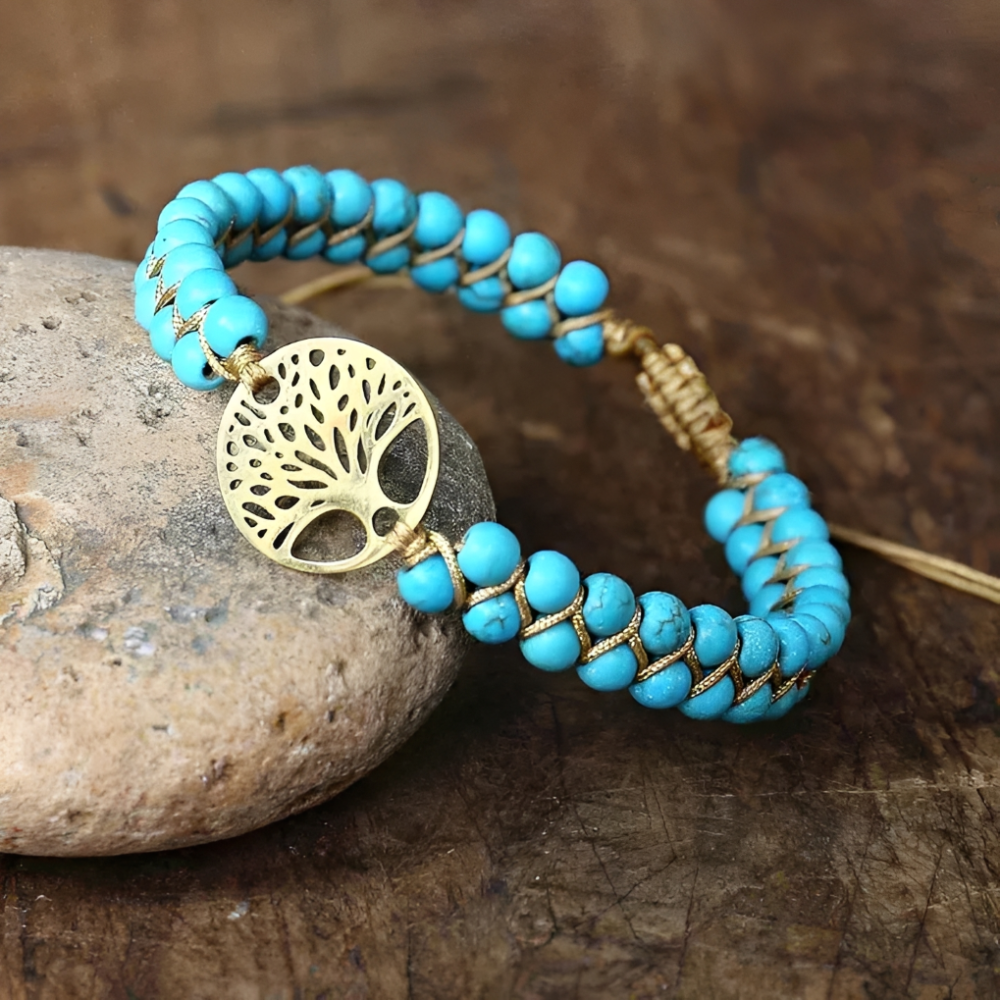 Arboréa – Pulsera drzewa życia ręcznie robiona z turkusami