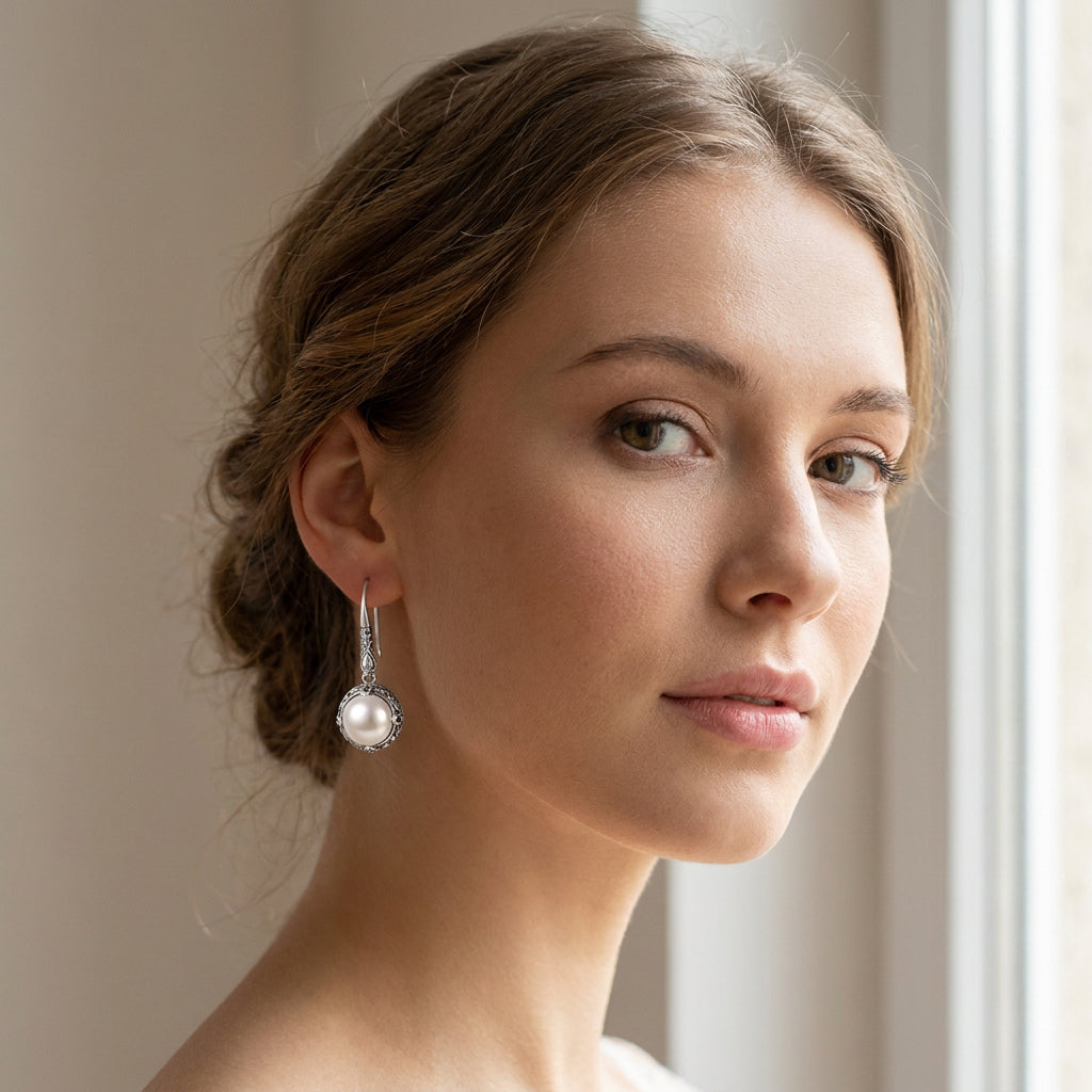 Rosalie – Pendientes srebrne i perły
