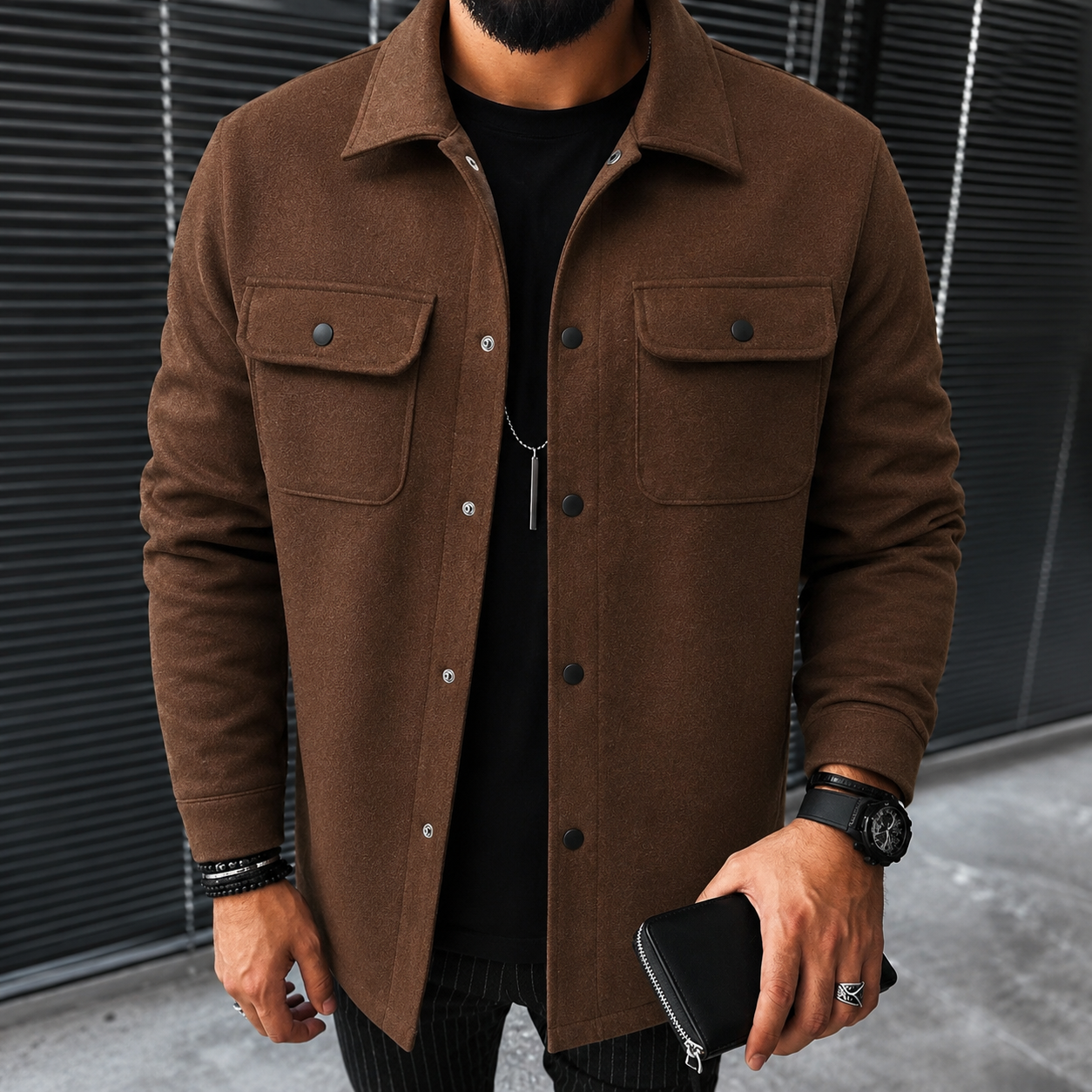 Finn - Swobodna męska koszula overshirt z guzikami