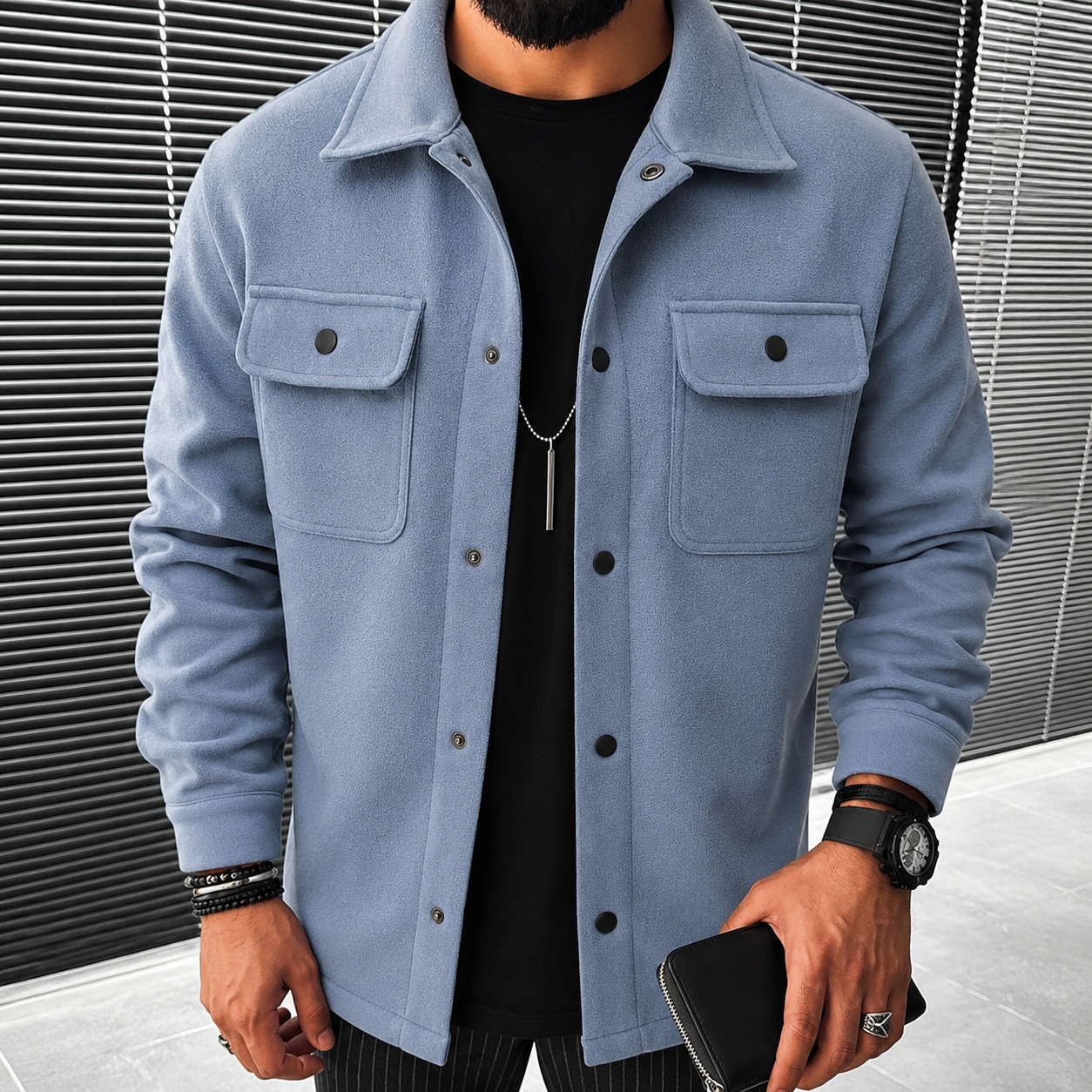 Finn - Swobodna męska koszula overshirt z guzikami