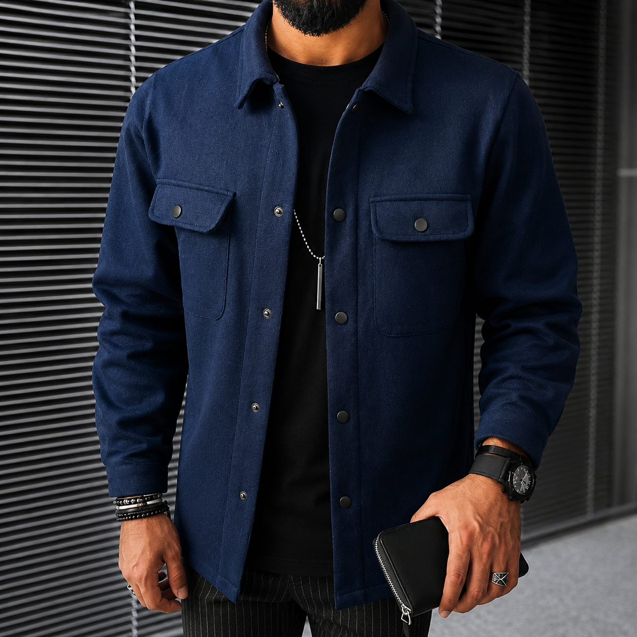 Finn - Swobodna męska koszula overshirt z guzikami