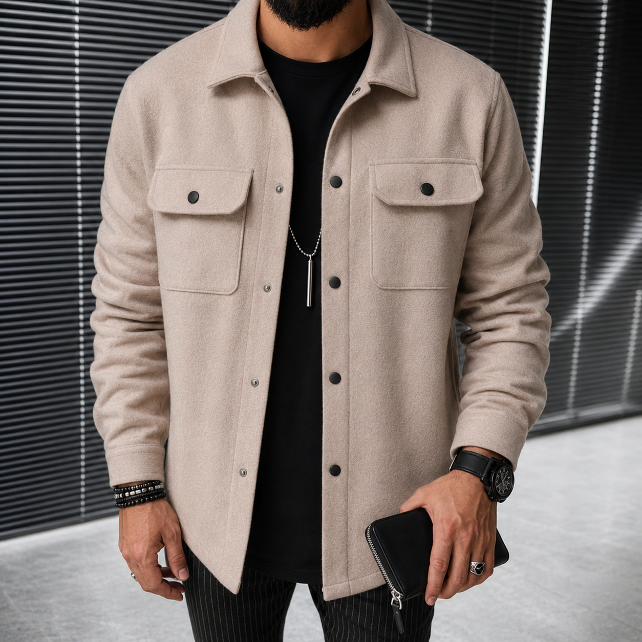 Finn - Swobodna męska koszula overshirt z guzikami