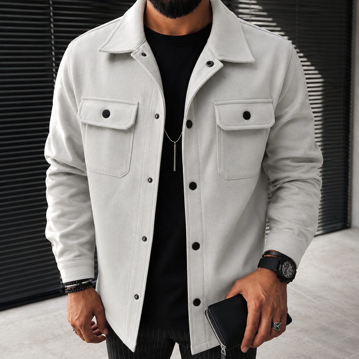 Finn - Swobodna męska koszula overshirt z guzikami