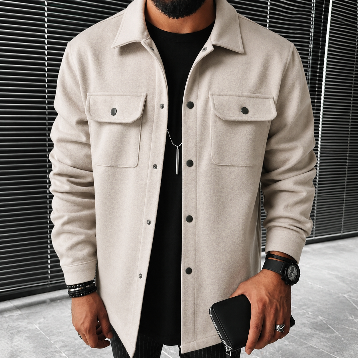 Finn - Swobodna męska koszula overshirt z guzikami