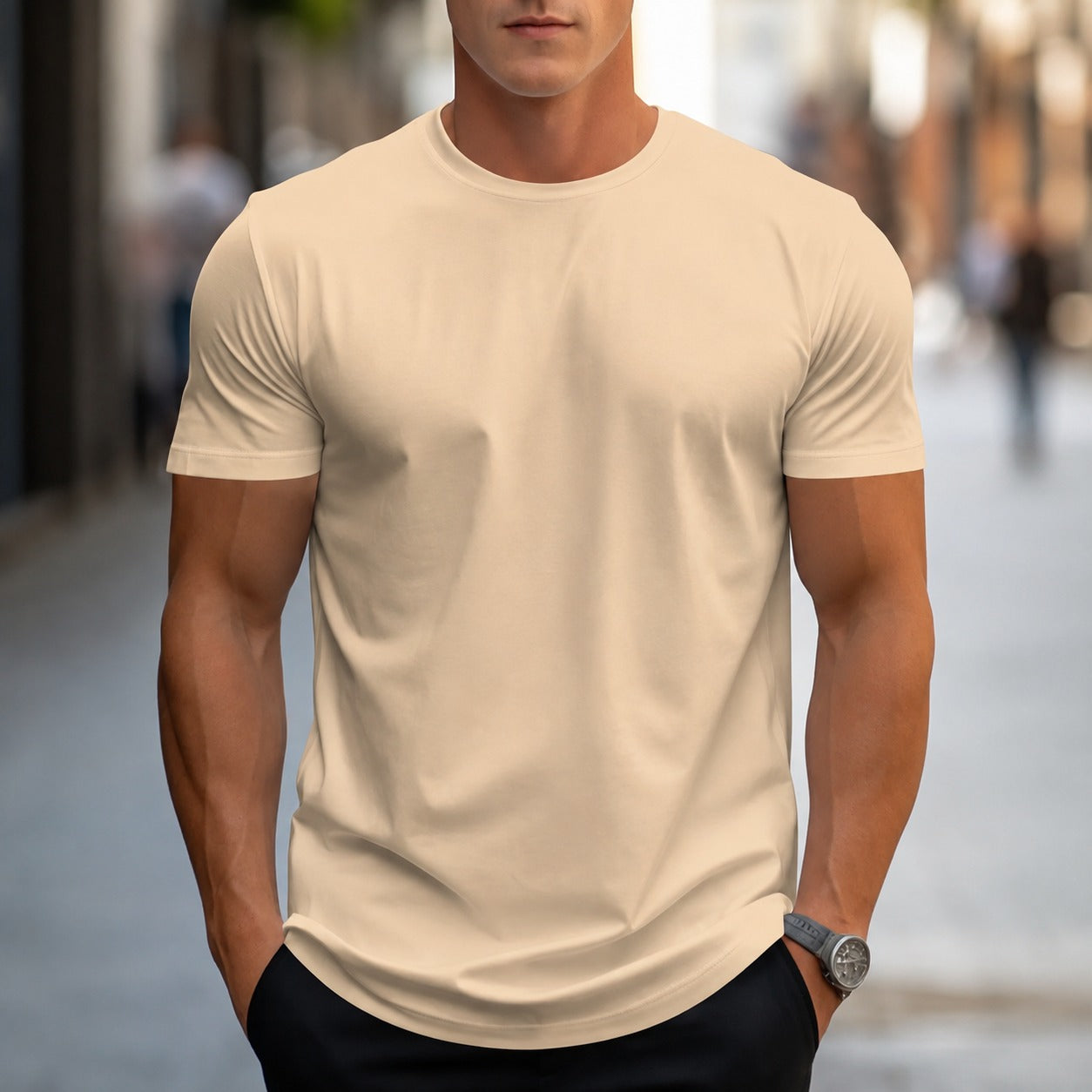 Owen - Luźny, jednokolorowy T-shirt męski