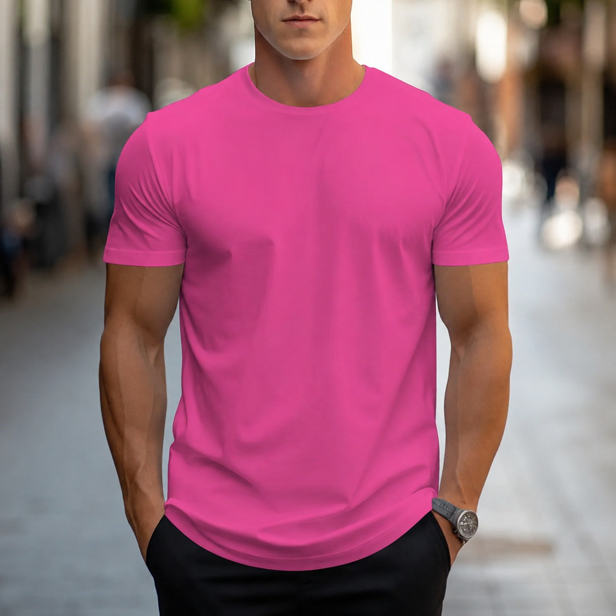 Owen - Luźny, jednokolorowy T-shirt męski