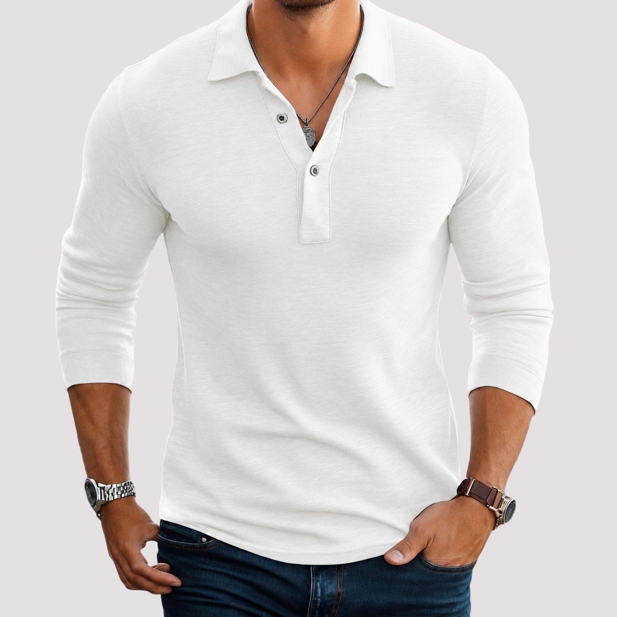 Jack - Casualna koszulka polo z długim rękawem