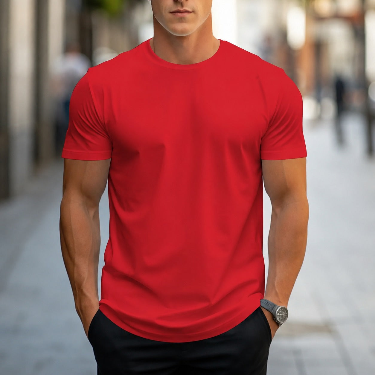 Owen - Luźny, jednokolorowy T-shirt męski