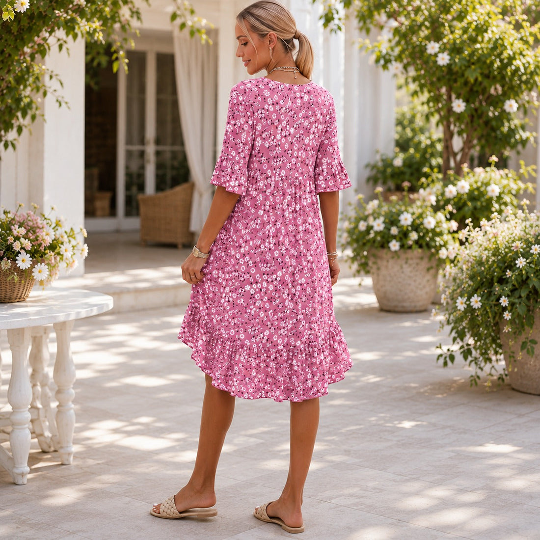 Lilian - Elegancka Kwiecista Zwiewna Sukienka