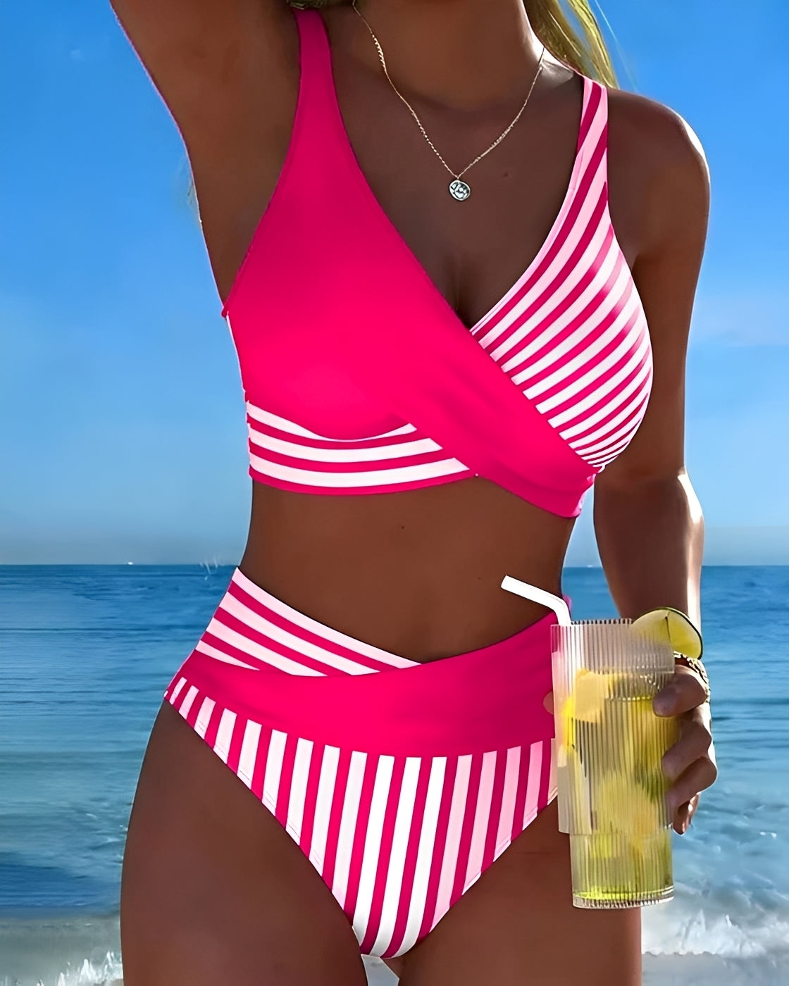 Angelica - Stylowe prążkowane bikini