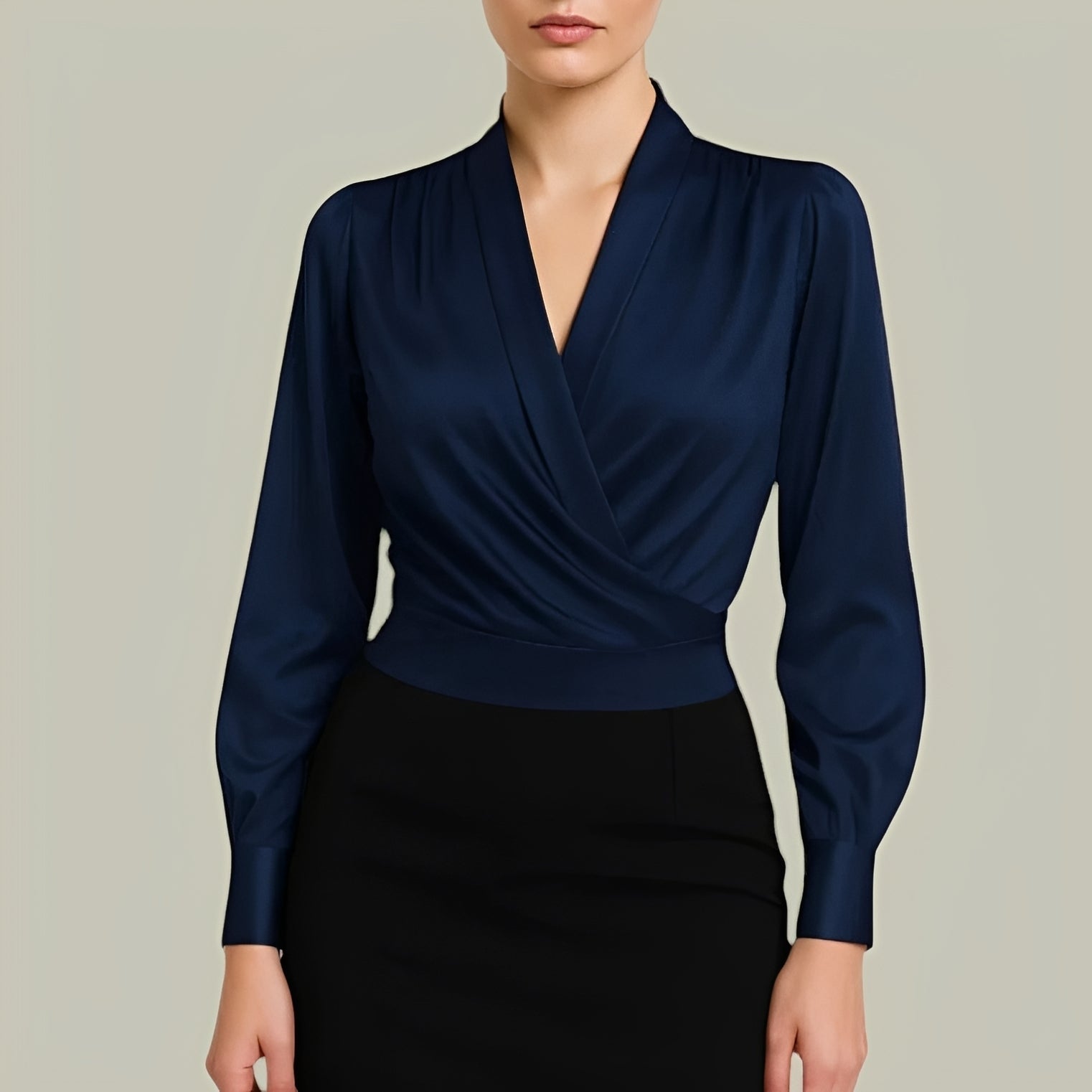 Livia - Elegancka bluzka kopertowa z długim rękawem
