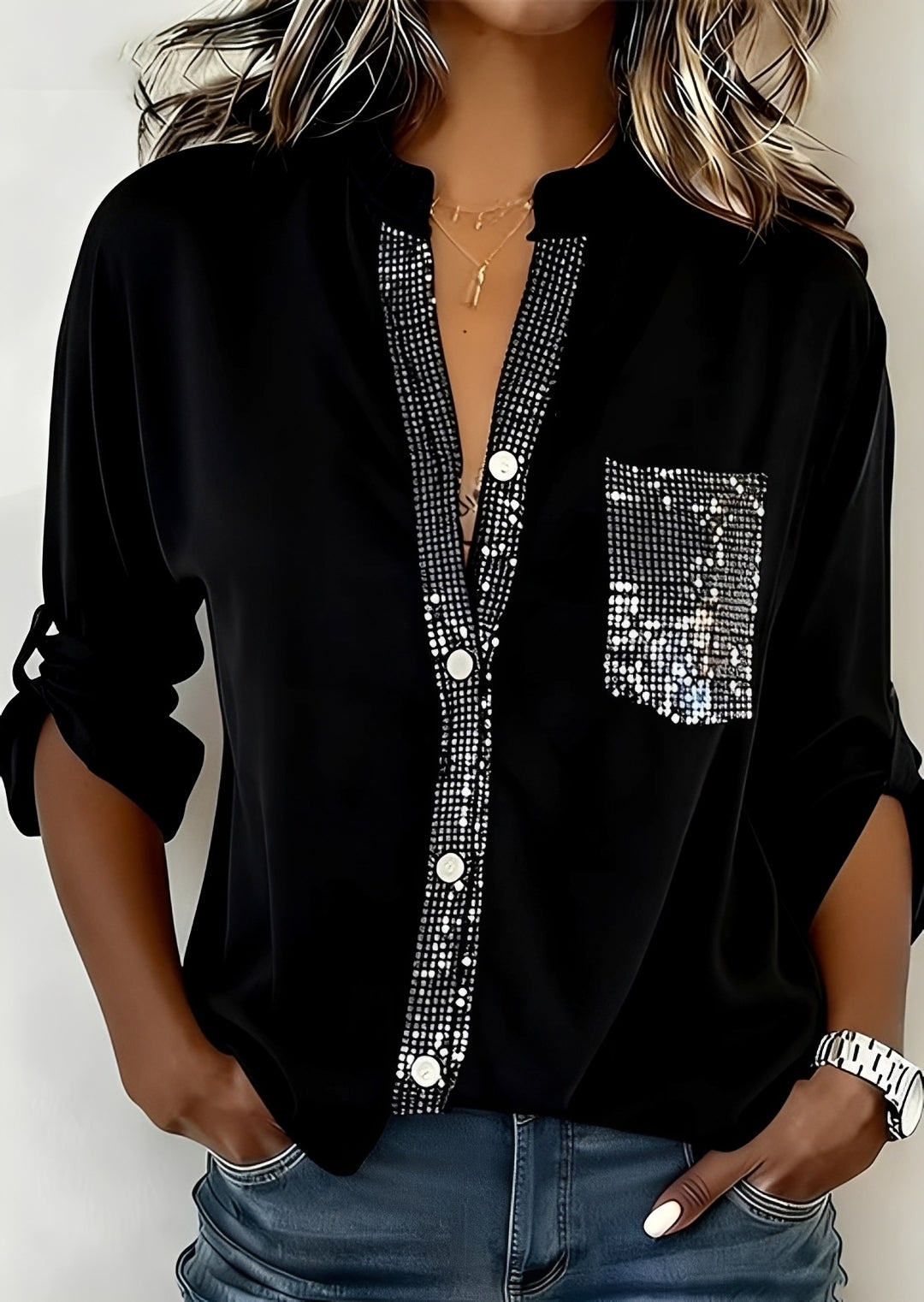 Xanthe - Stylowy Top z Cekinami