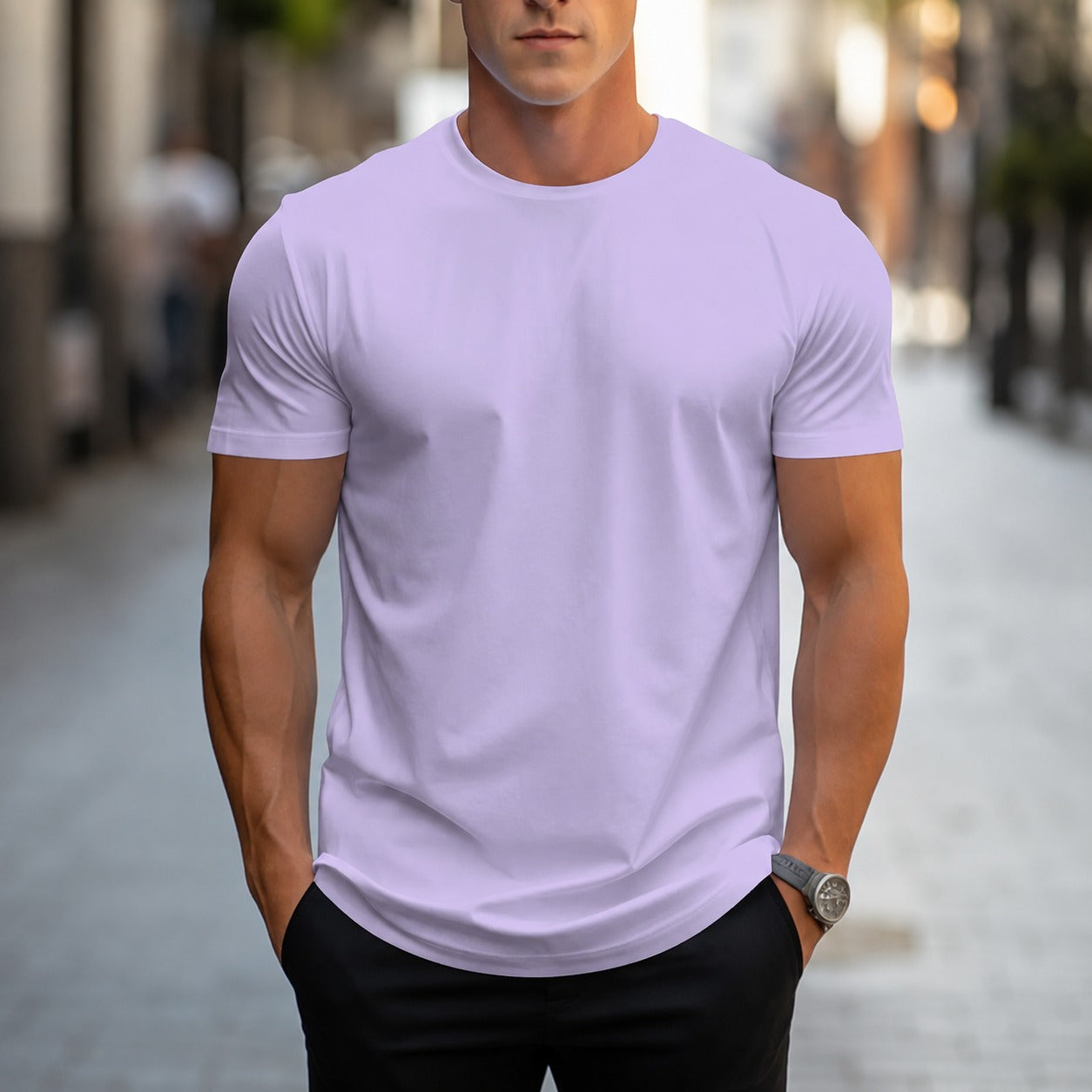 Owen - Luźny, jednokolorowy T-shirt męski
