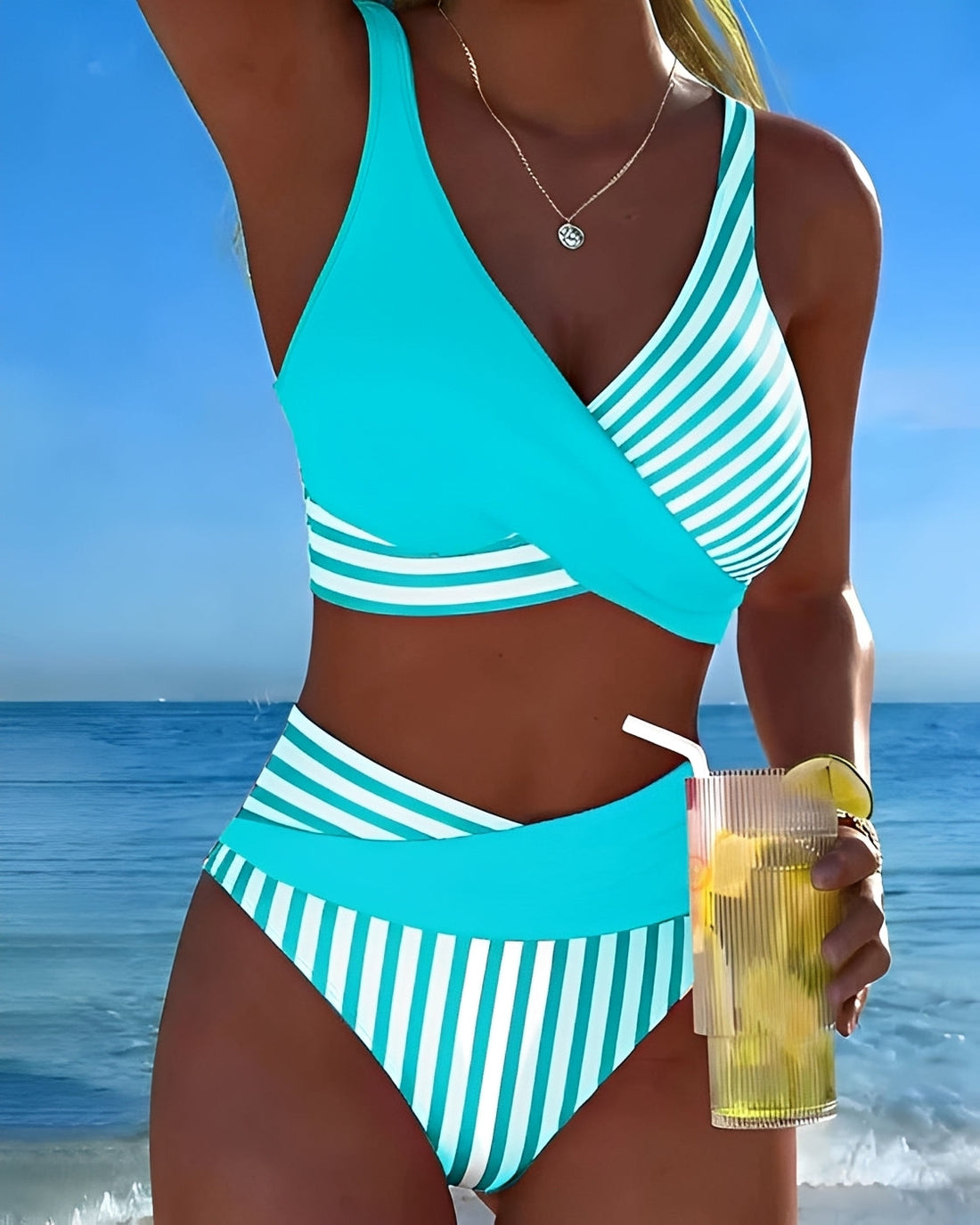 Angelica - Stylowe prążkowane bikini