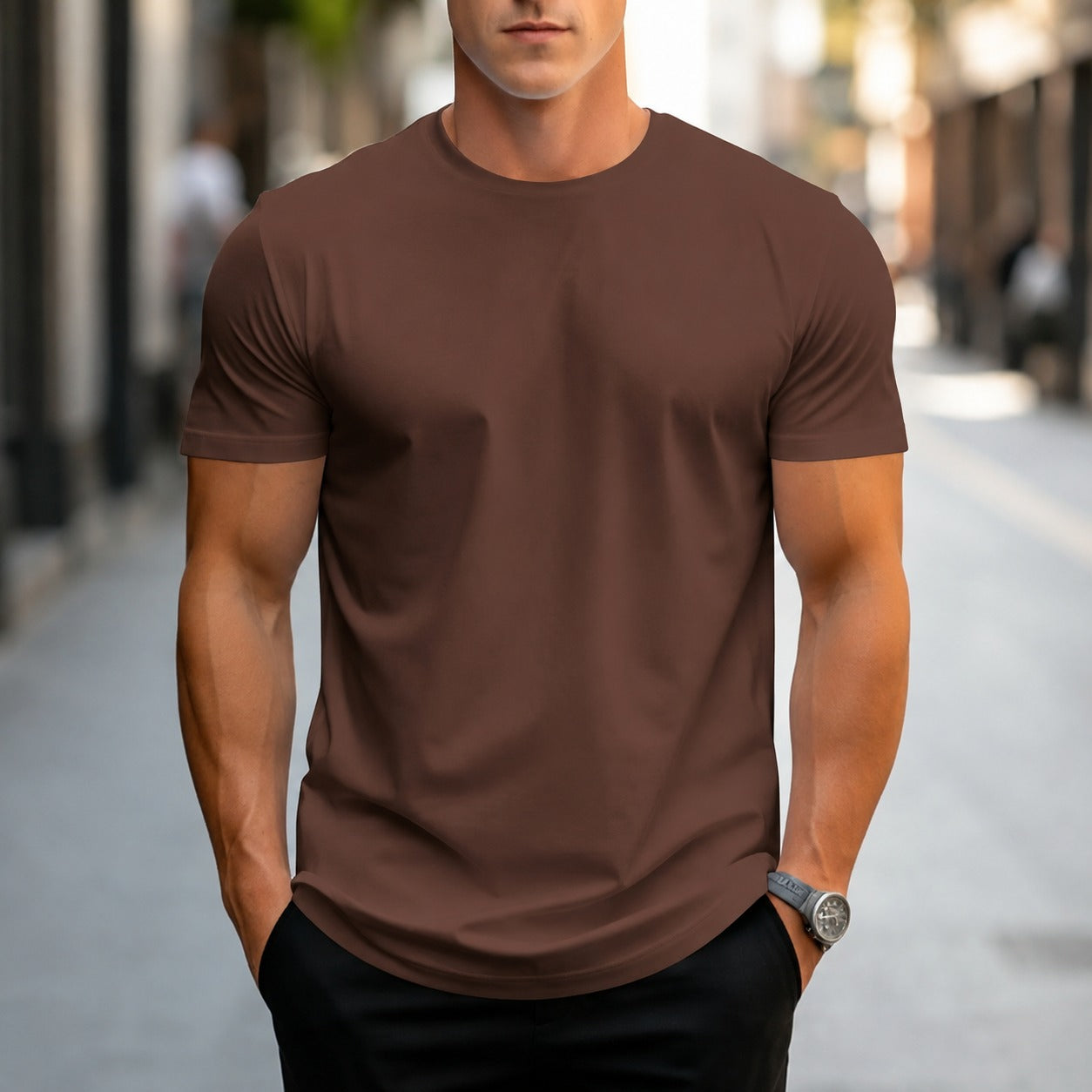 Owen - Luźny, jednokolorowy T-shirt męski