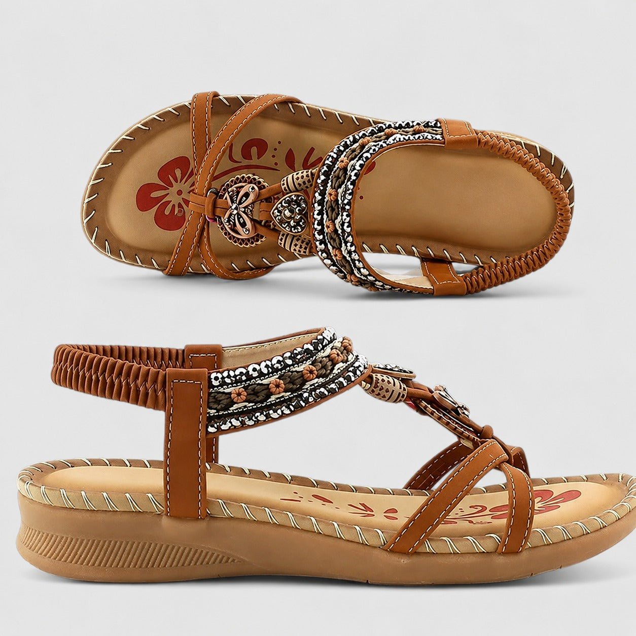 Eleanor - Stylowe Płaskie Sandały z Kryształkami