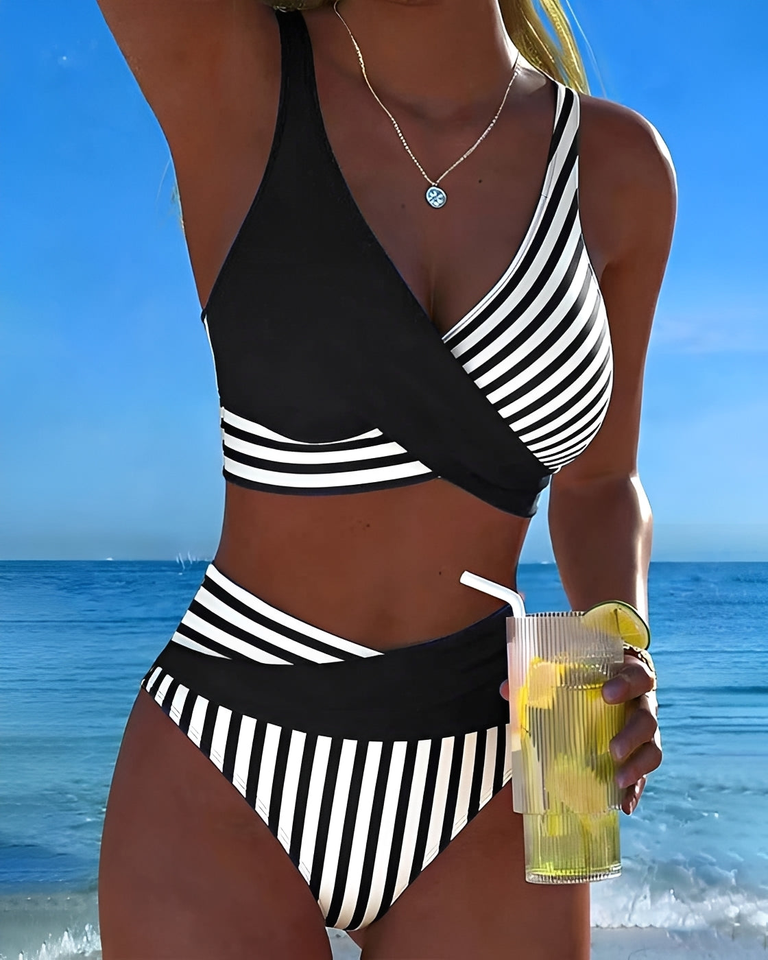 Angelica - Stylowe prążkowane bikini