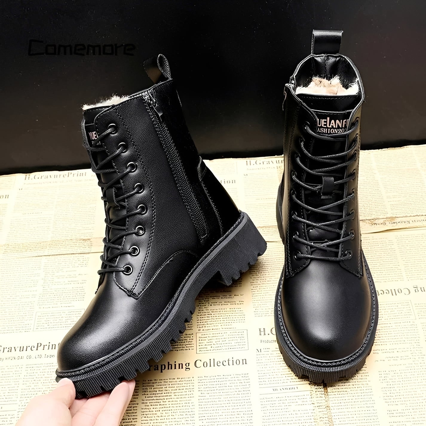 Adelpha - Czarne zimowe buty na zimne dni