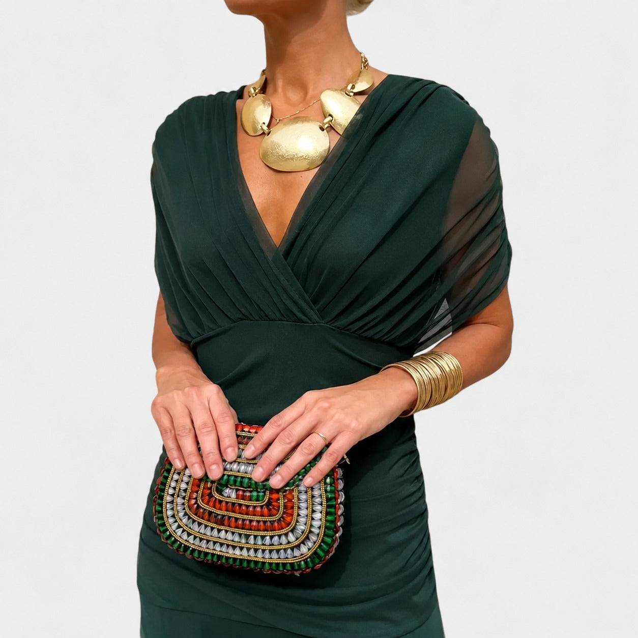 Bernice - Elegancka Marszczona Sukienka Maxi