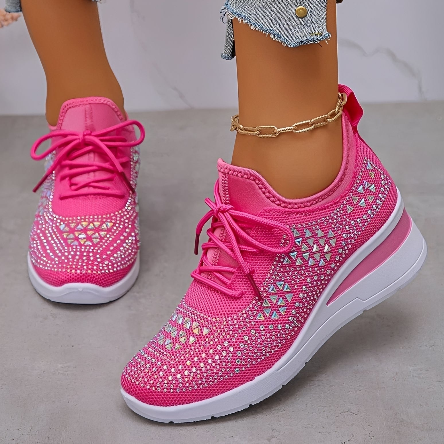 Elodie - Stylowe Wygodne Sneakersy z Detalami z Kryształków