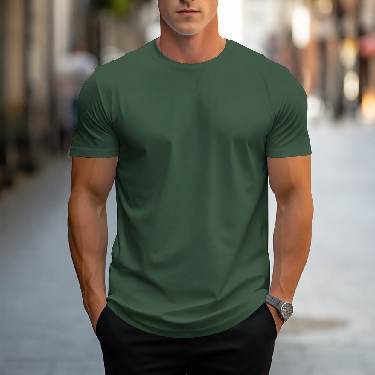 Owen - Luźny, jednokolorowy T-shirt męski