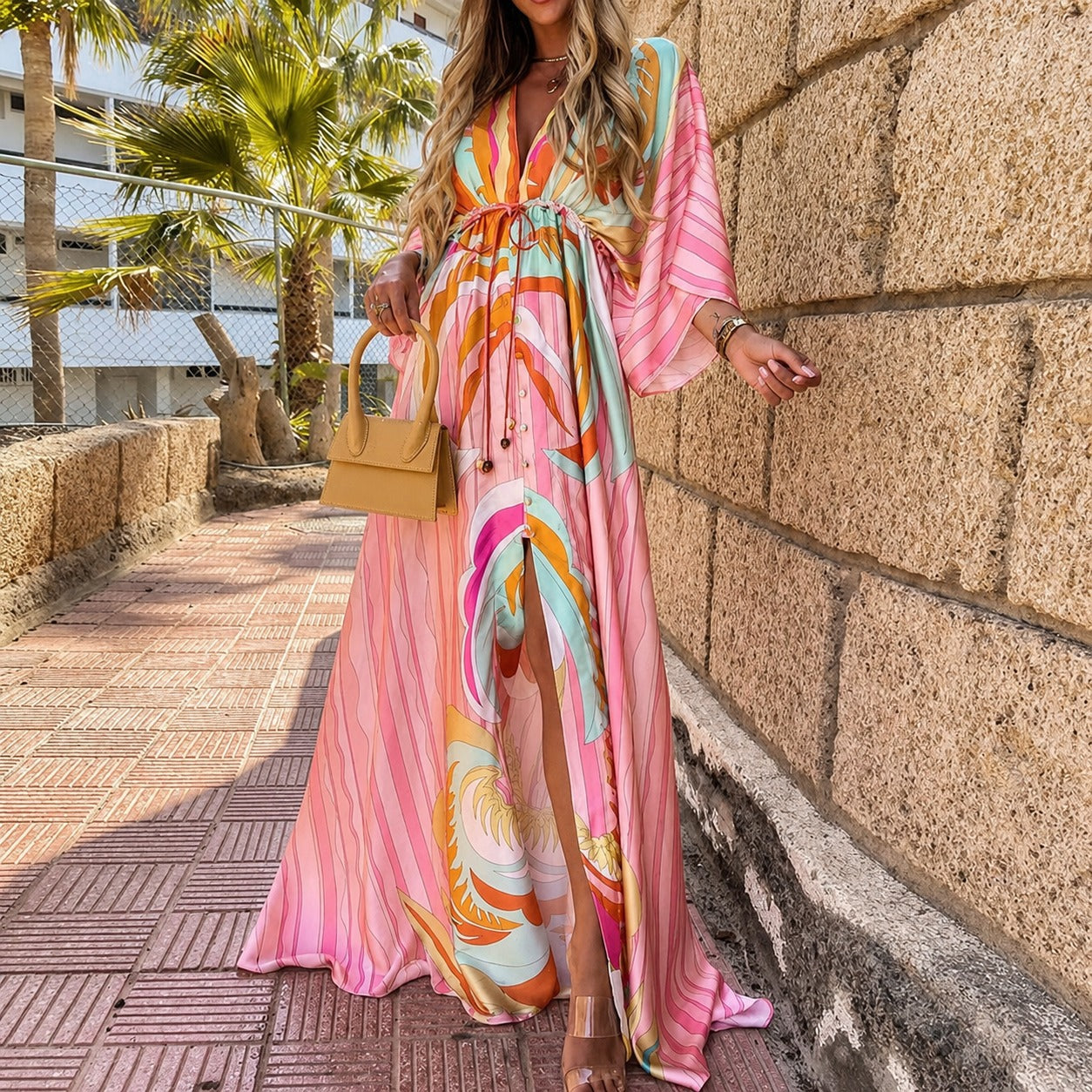 Janice - Stylowa kolorowa sukienka maxi